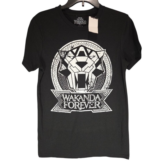 Black Panther Marvel Wakanda Forever Mens Black Tee Short Sleeve Shirt Small New - Picture 2 of 4